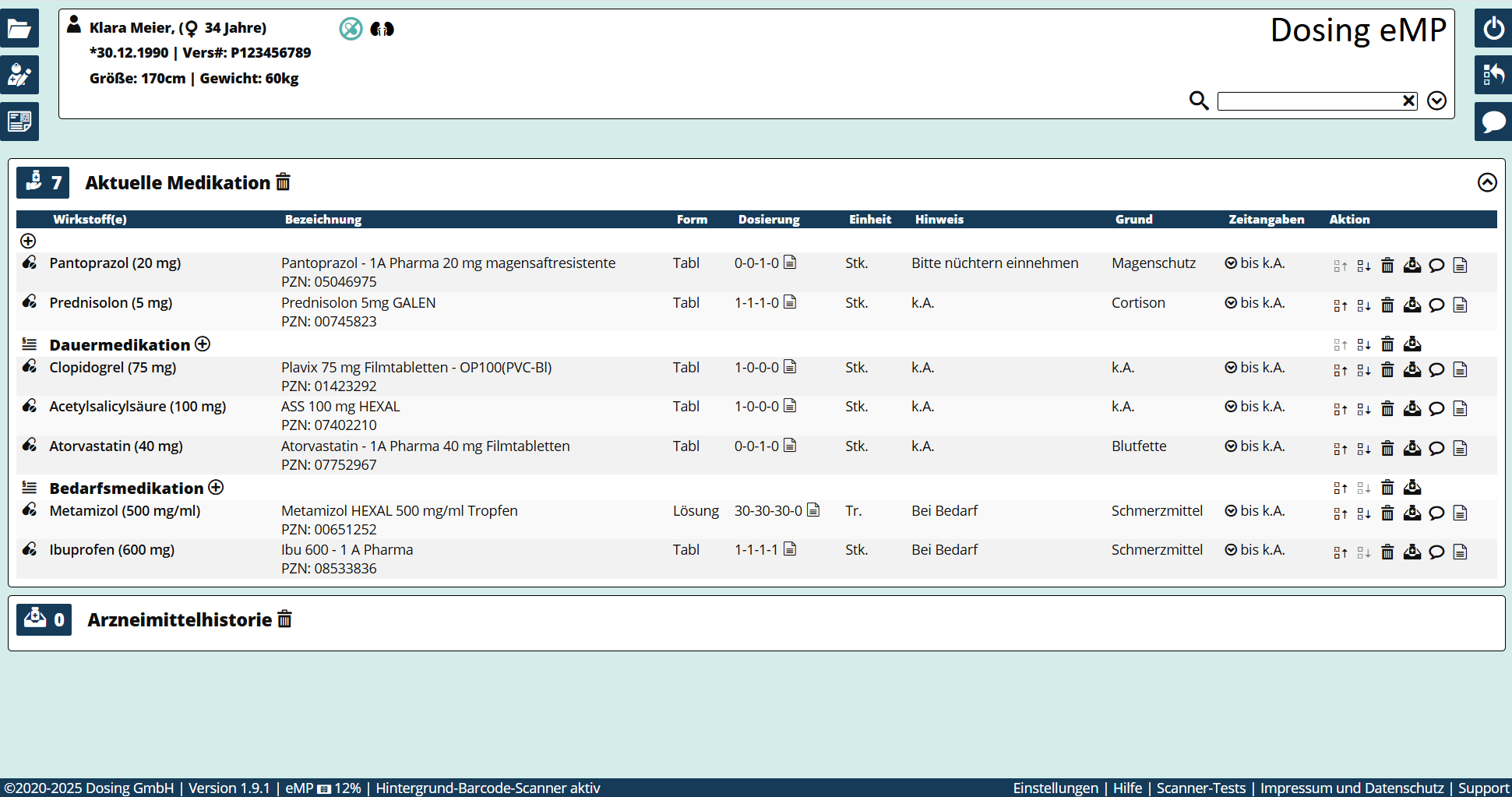Dosing eMP Oberfläche des Dosing Produkts Dosing eMP